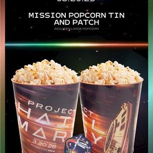 AMC PROJECT HAIL MARY Exclusive POPCORN BUCKET Tin With Patch